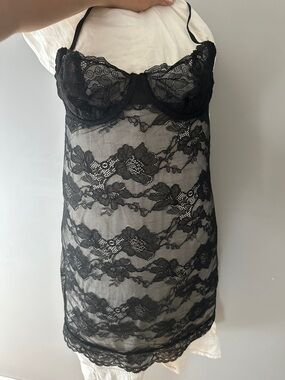 Victoria's Secret Black Lace Sheer Chemise